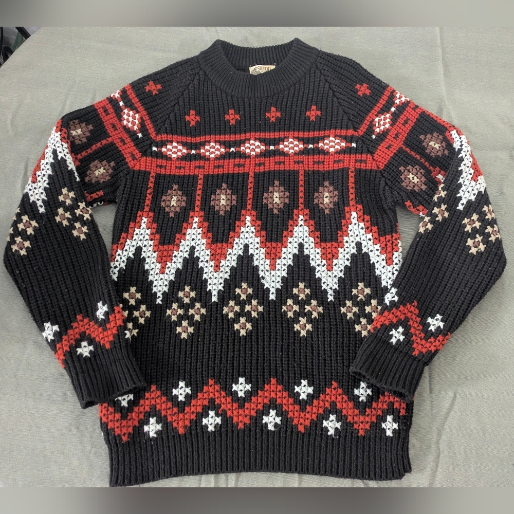 Vintage Silton California Aztec Men's Medium Apres Ski Acrylic Sweater/ Unisex